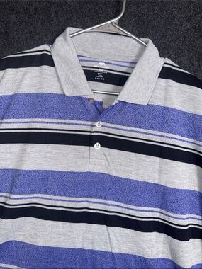 Red Rhino Mens 3XL Blue Grey Black Striped Short Sleeve Polo Shirt PO-2330